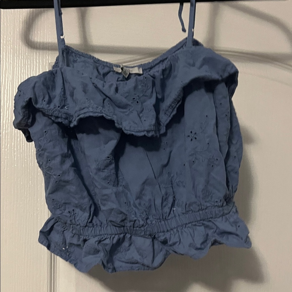 Stylish Blue Ruffled Crop Top
